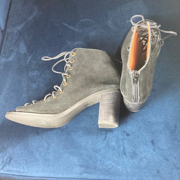 Jeffrey Campbell Cors Suede Open Lace Up Booties - Picture 4 of 5